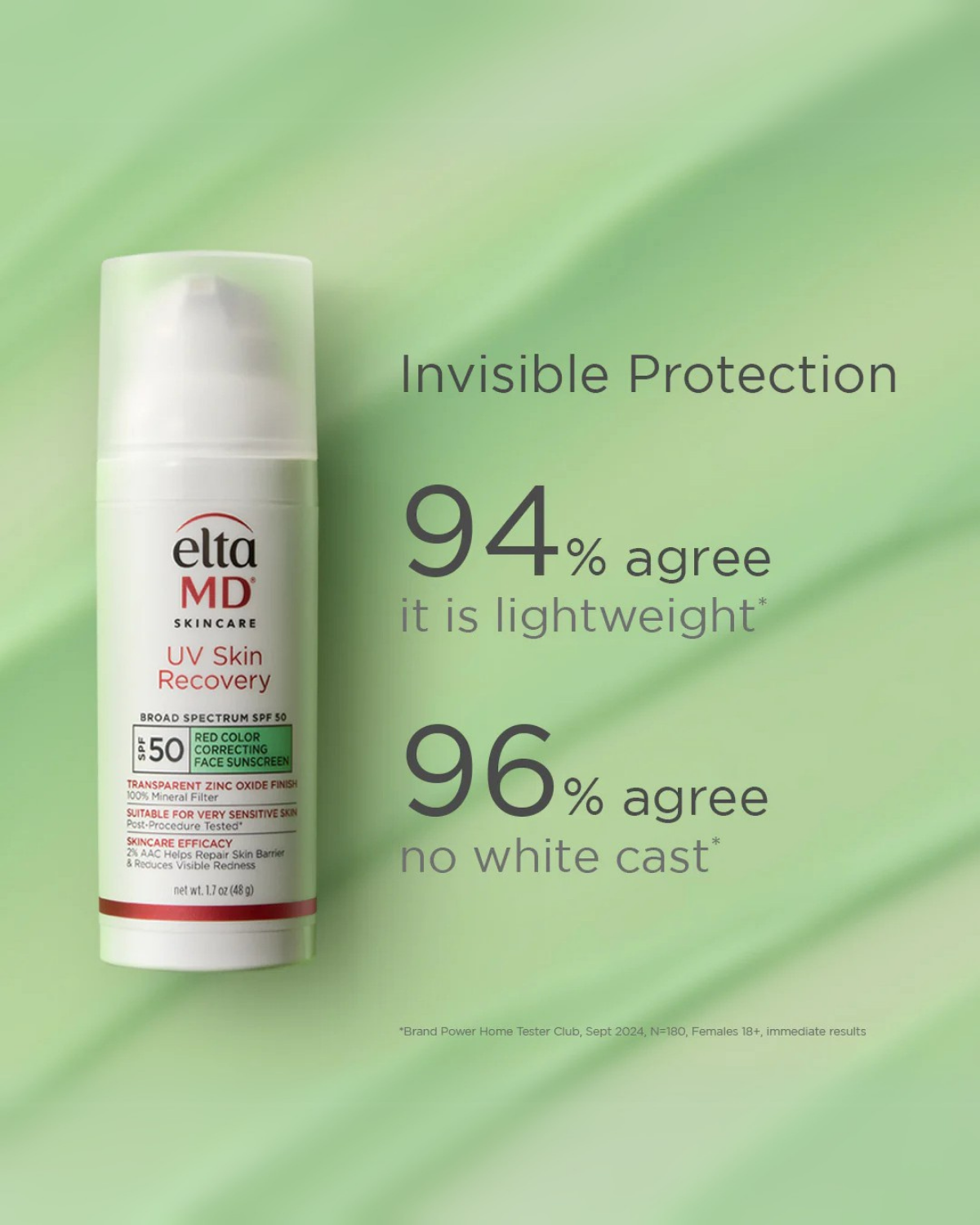 UV Skin Recovery Red Color Correcting Green Tint Broad Spectrum SPF 50
